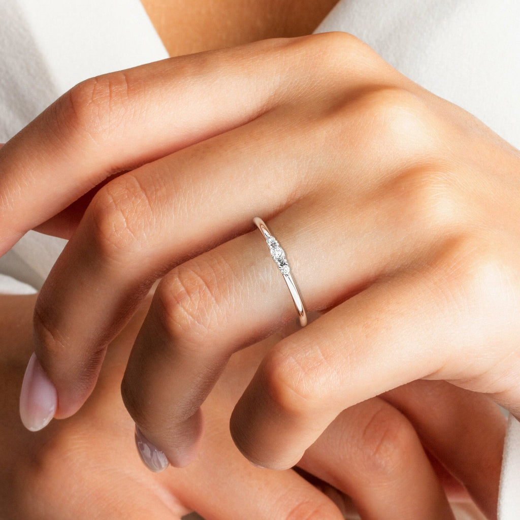 Marquise Diamond Stacking Ring / 14k Marquise and Round Diamond Wedding Ring / Wedding Band / Stacking Ring / Diamond Bridal Gift Ideas