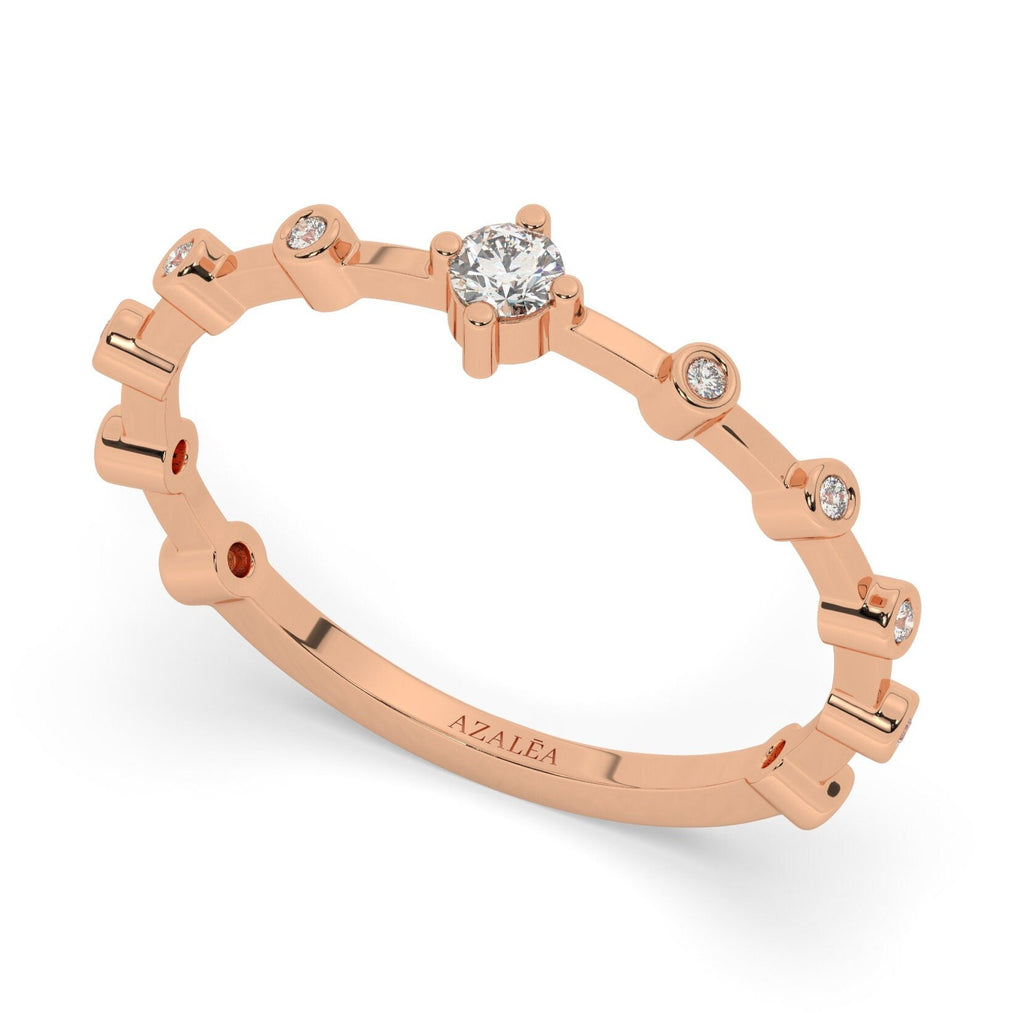 Diamond Stacking Ring / 14k Gold Round Diamond Wedding Band / Stacking Ring / Diamond Anniversary Gift / Diamond Birthday Gift