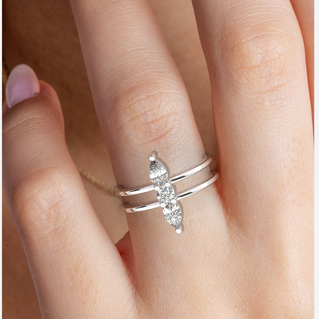 Pear Diamond Double Stacking Ring