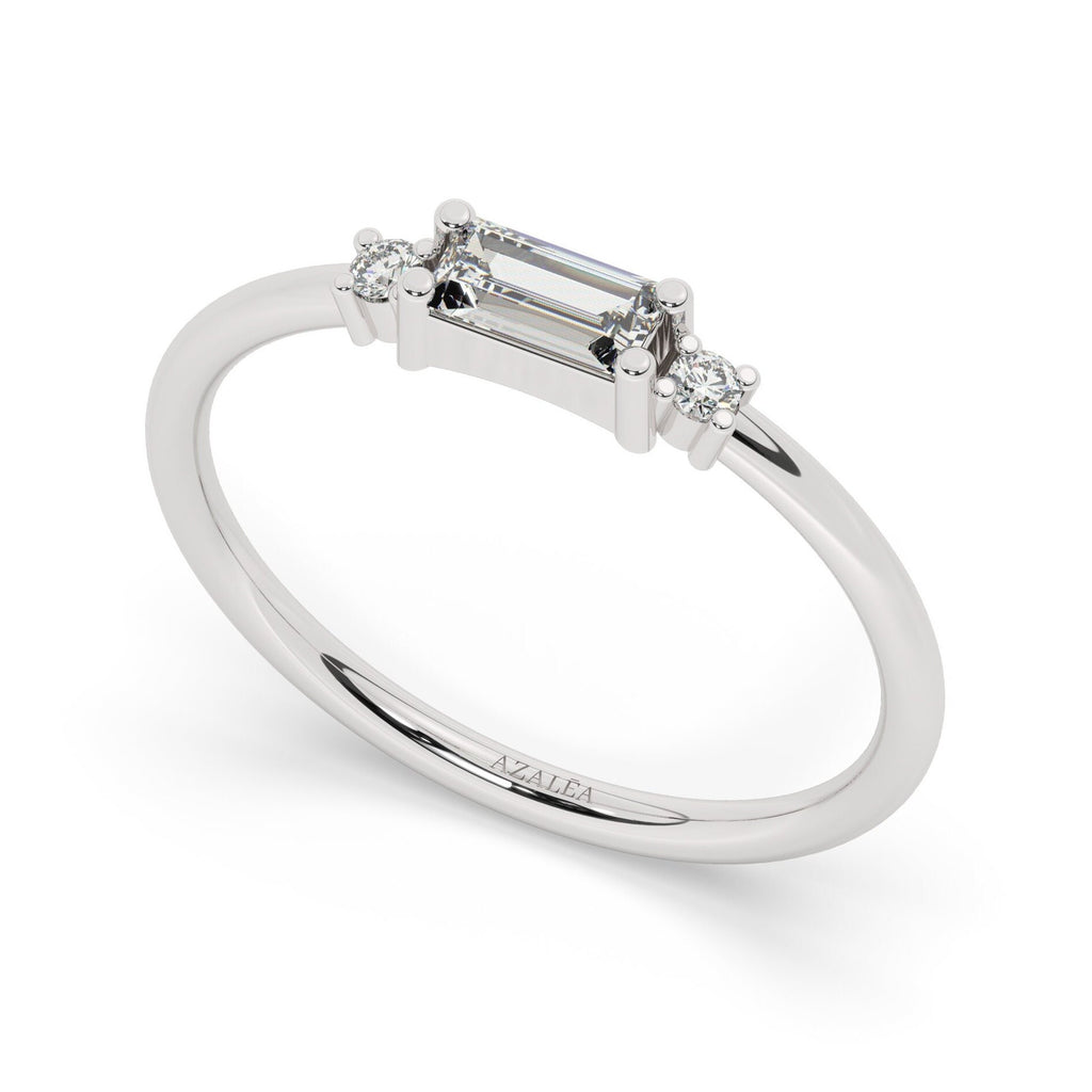 Baguette Diamond Stacking Ring / 0.35 CT 14k Gold Baguette Diamond Wedding Ring / Anniversary Gift / Engagement Ring/ Diamond Gift Idea