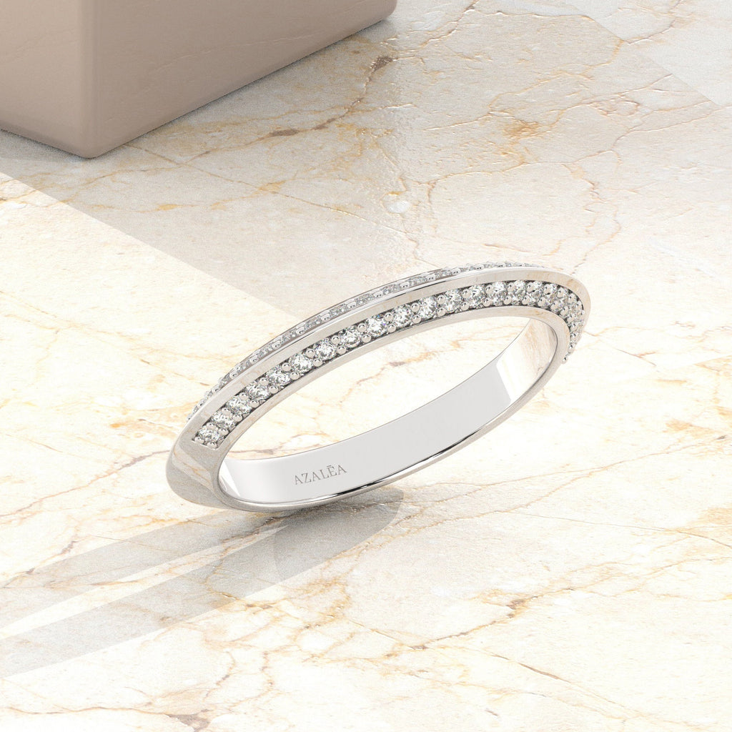 Round Diamond Wedding Band / 14k Gold Prong Set Diamond Half Eternity Wedding Ring / Engagement Ring / Diamond Stacking Ring / Wedding Ring