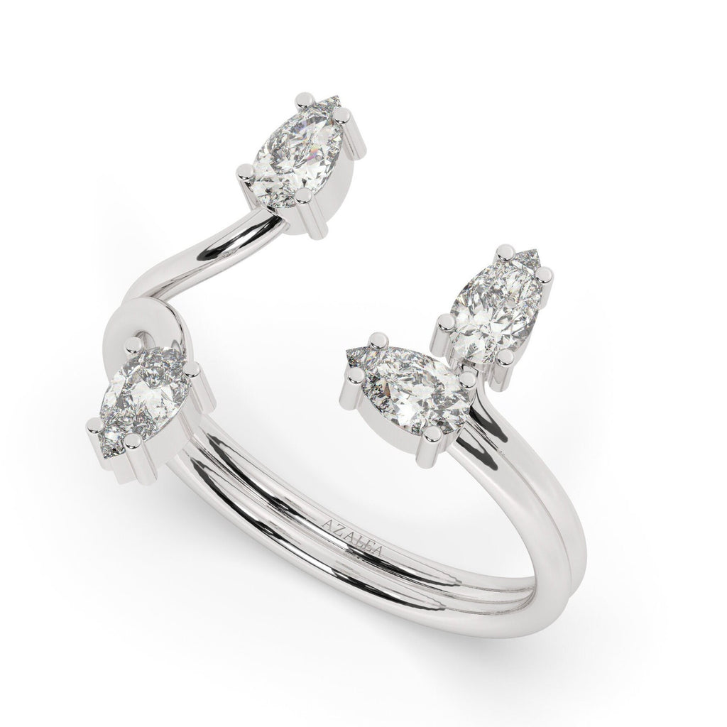 Pear Diamond Cuff Ring