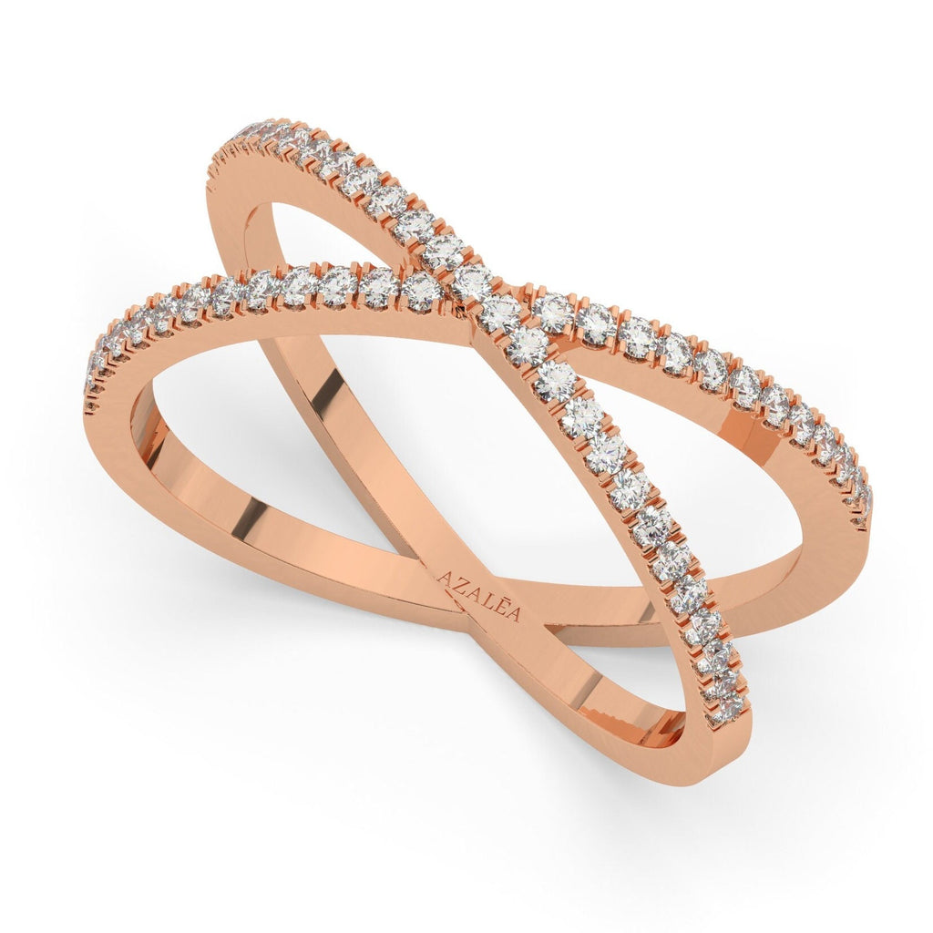 Diamond Wedding Band / 14k Gold Diamond Crisscross Ring / Diamond Crossover X Stacking Ring / Diamond X / Stacking Ring/ Anniversary Gift