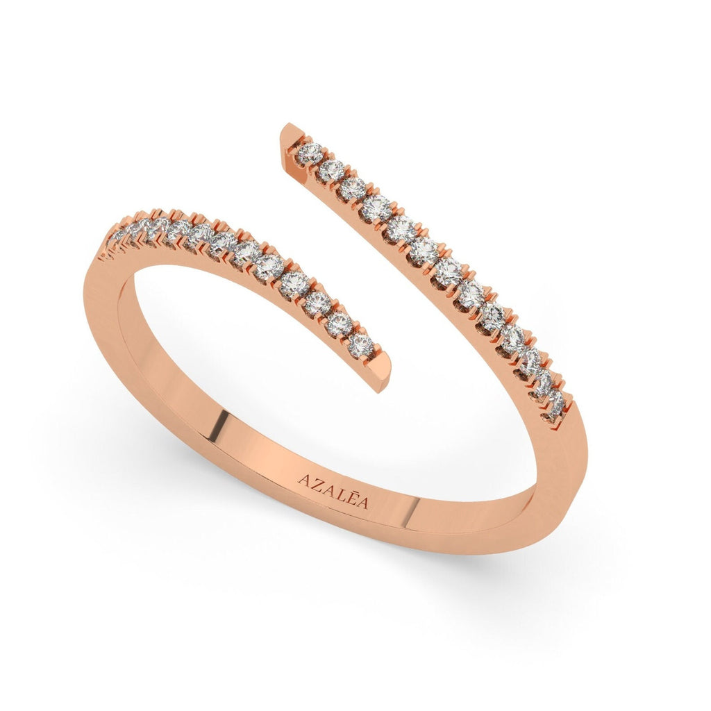 Diamond Spiral Cuff Ring / 14k Gold Spiral Diamond Cuff Ring / Anniversary Ring / Wedding Band / Stacking Ring / Bridal Gift / Birthday Gift