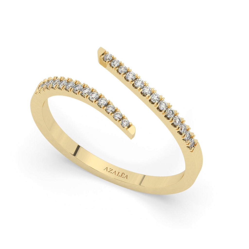 Diamond Spiral Cuff Ring / 14k Gold Spiral Diamond Cuff Ring / Anniversary Ring / Wedding Band / Stacking Ring / Bridal Gift / Birthday Gift