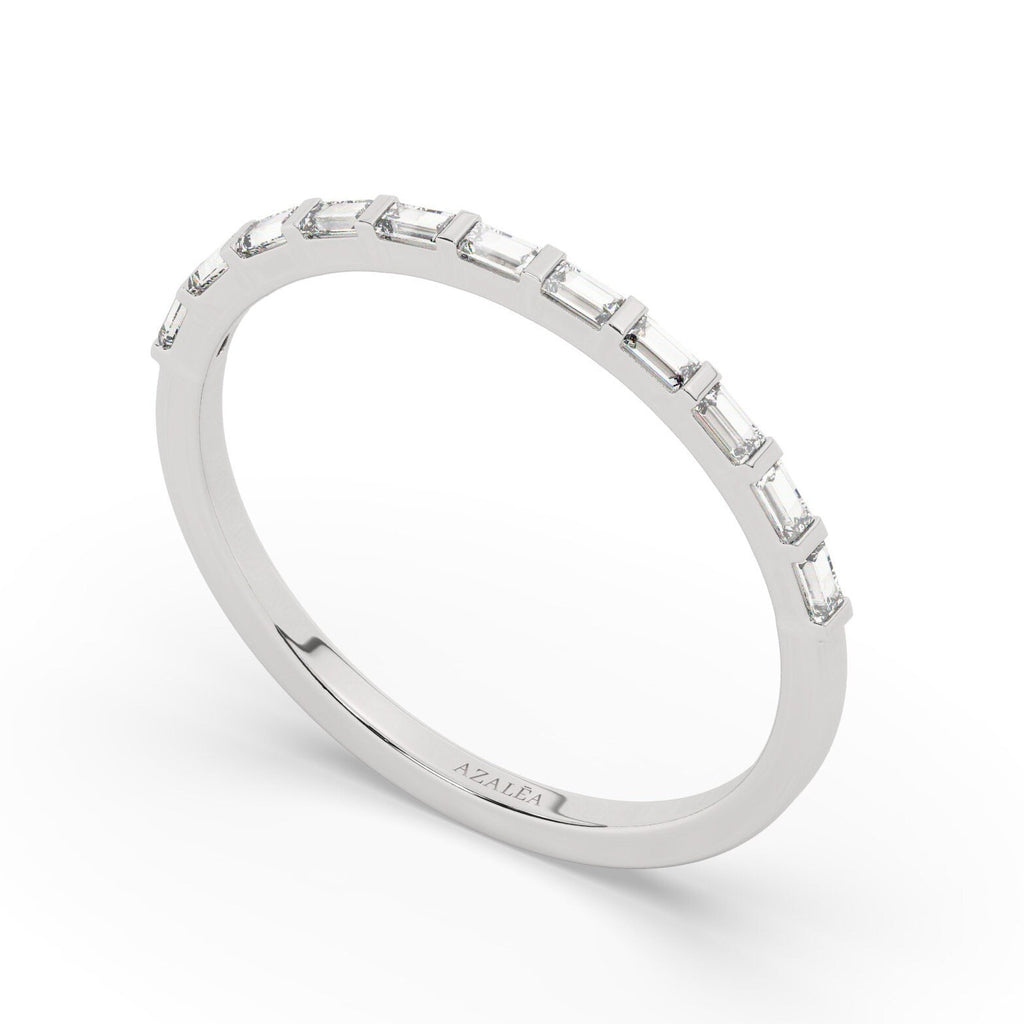Baguette Diamond Ring / 14k Gold Half Eternity Diamond Wedding Band / Diamond Stacking Ring / Bridal Gift / Anniversary Gift