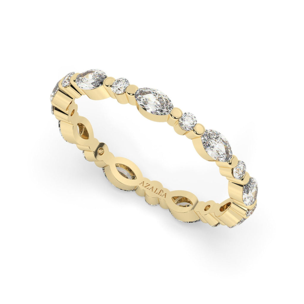 Alternating Diamond Eternity Wedding Band / 14k Marquise and Round Diamond Eternity Wedding Ring / Stacking Ring / Diamond Bridal Gift Ideas