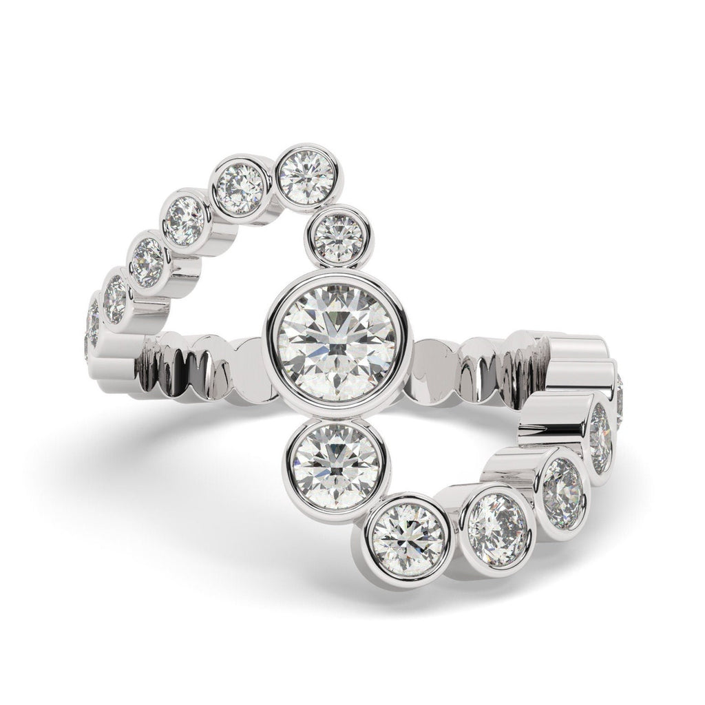 14k Gold Bezel Set Diamond Spiral Stacking Ring/ Promise Ring/ Wedding Band/ Unique Design Ring / Natural, Lab Diamond, Moissanite Ring