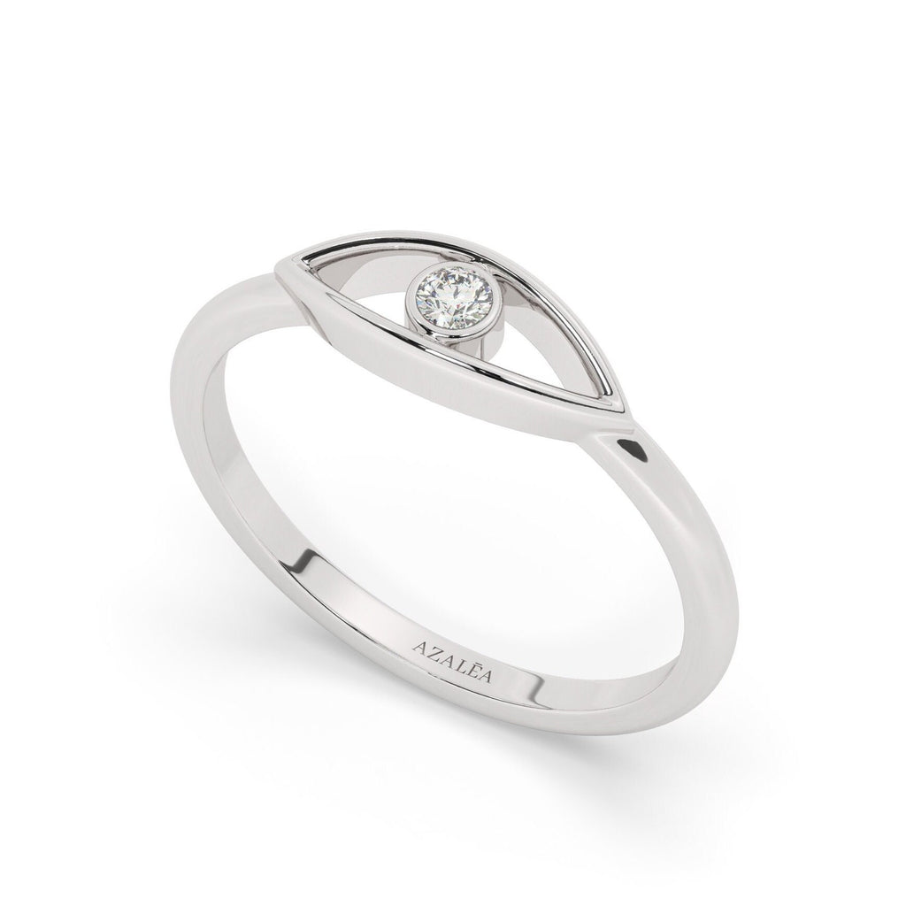 Diamond Evil Eye Ring / 14k Gold Diamond Evil Eye Ring / Protection Ring / Graduation Gift / Birthday Gift / Evil Eye Gift Ideas