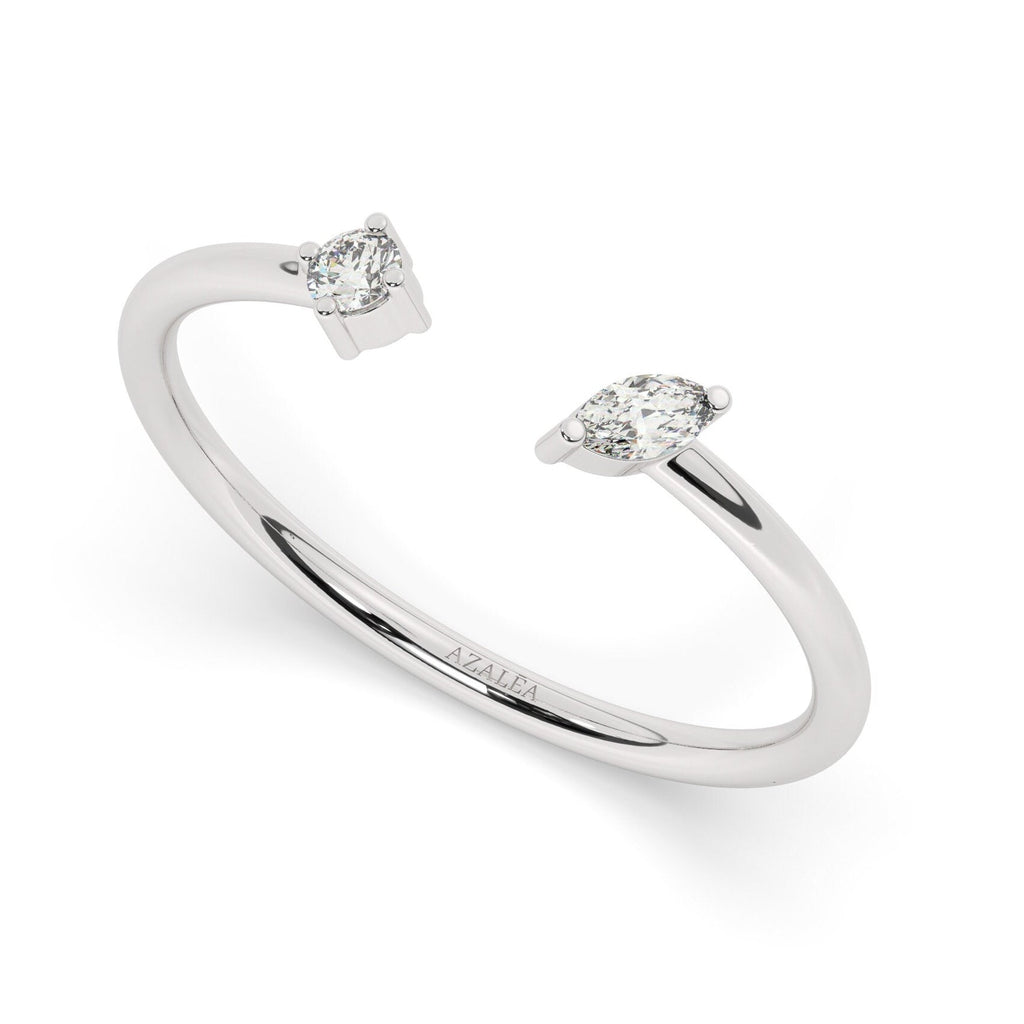 Marquise and Round Diamond Cuff Ring