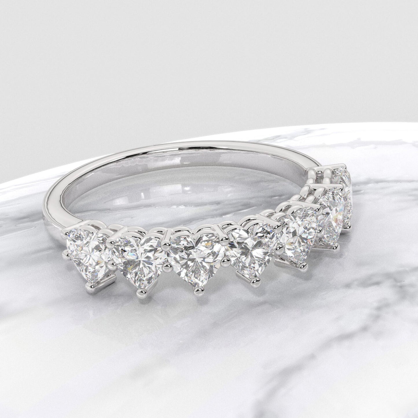 Heart Shape Diamond Wedding Band / 1.5 ct