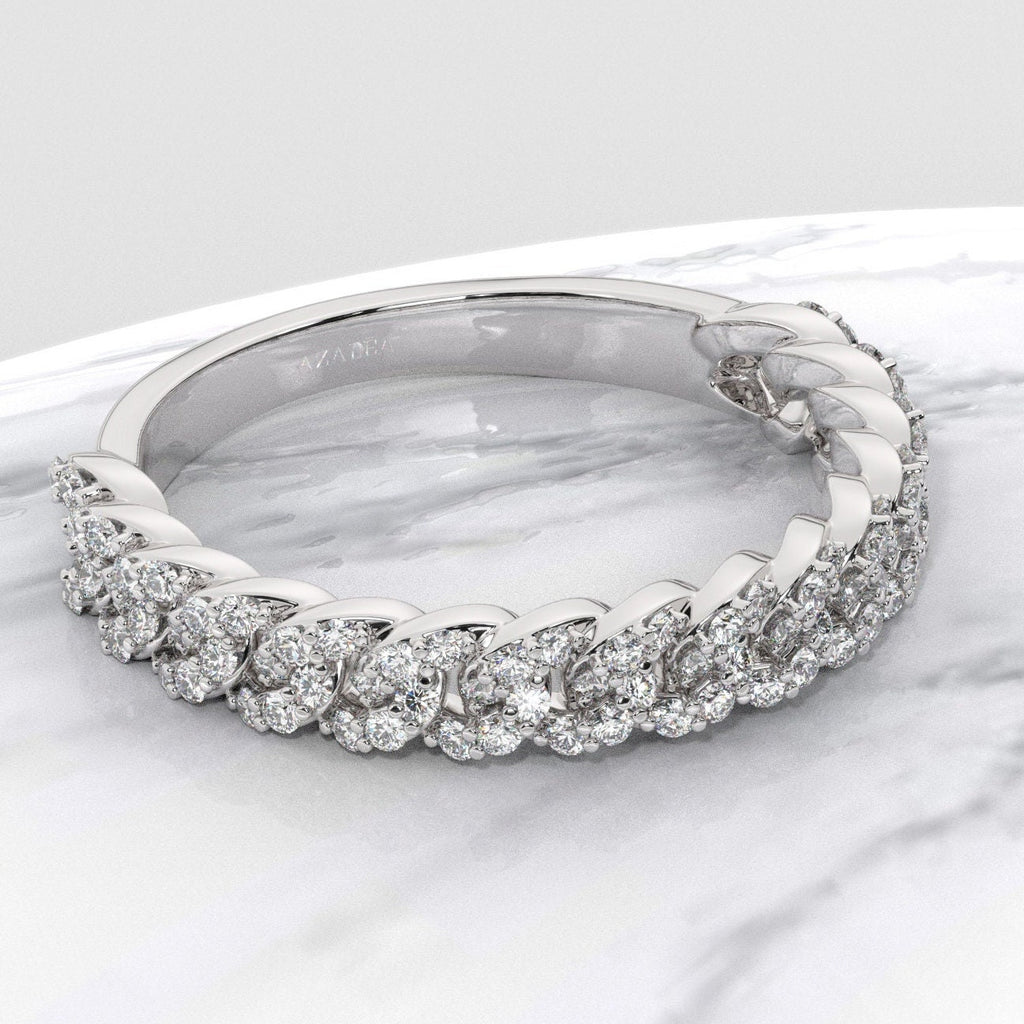 Diamond Stacking Ring / 14k Gold Diamond Link Stacking Ring / Diamond Cuban Chain Ring / Diamond Stacking Ring / Bridal Gift