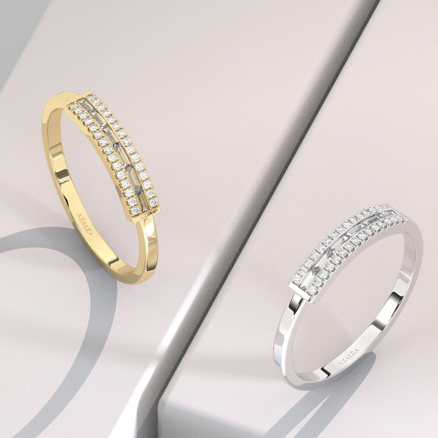 Baguette Diamond Stacking Ring / 14k Gold Baguette Diamond Wedding Band / Diamond Stacking Ring / Anniversary Gift / Diamond Gift Ideas