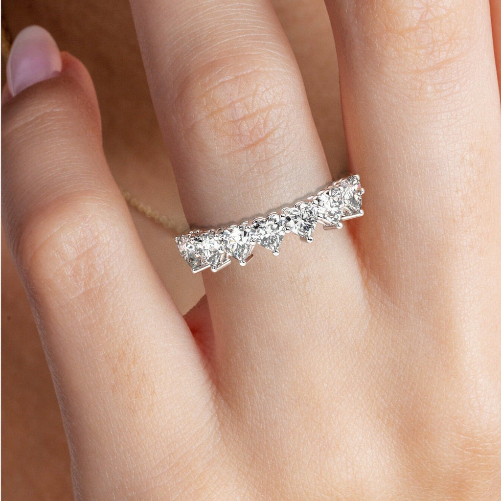 Heart Shape Diamond Wedding Band / 1.5 ct