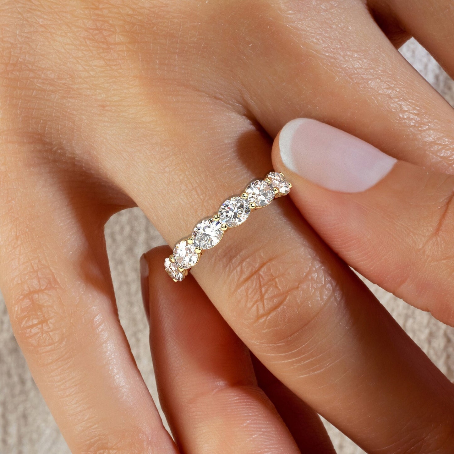 East West 1.50 ct Oval Diamond Wedding Band
