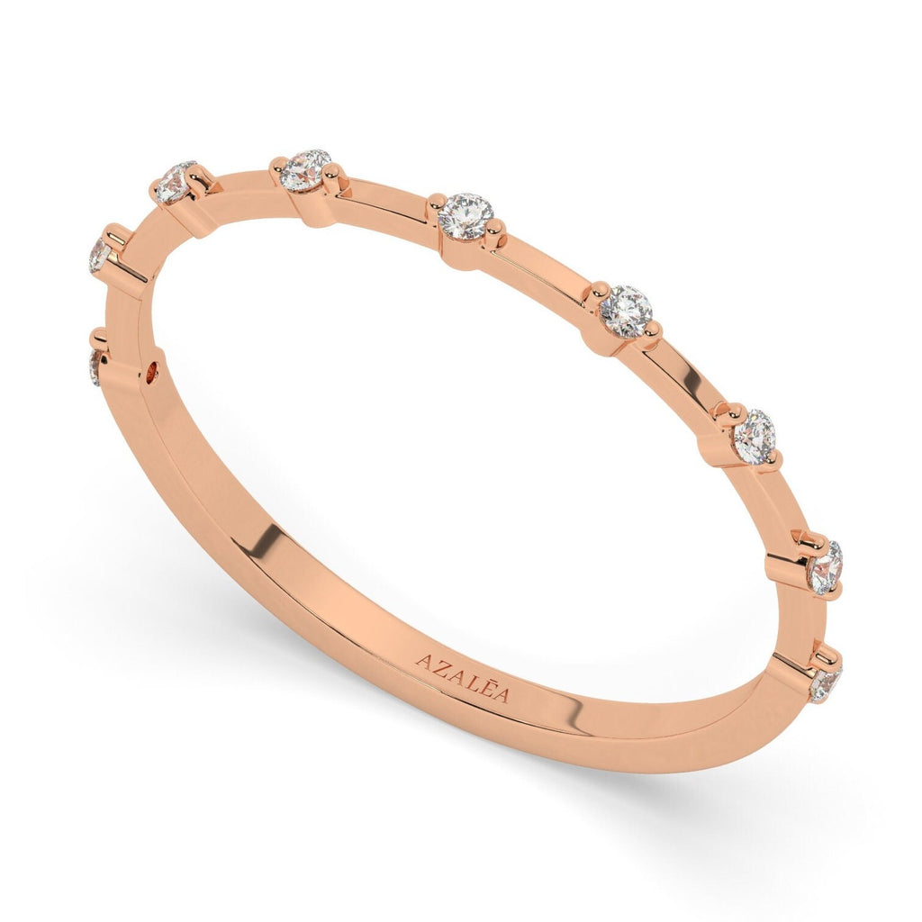 Diamond Stacking Ring / 14k Gold Round Diamond Wedding Band / Diamond Stacking Ring / Diamond Anniversary Gift / Diamond Birthday Gift