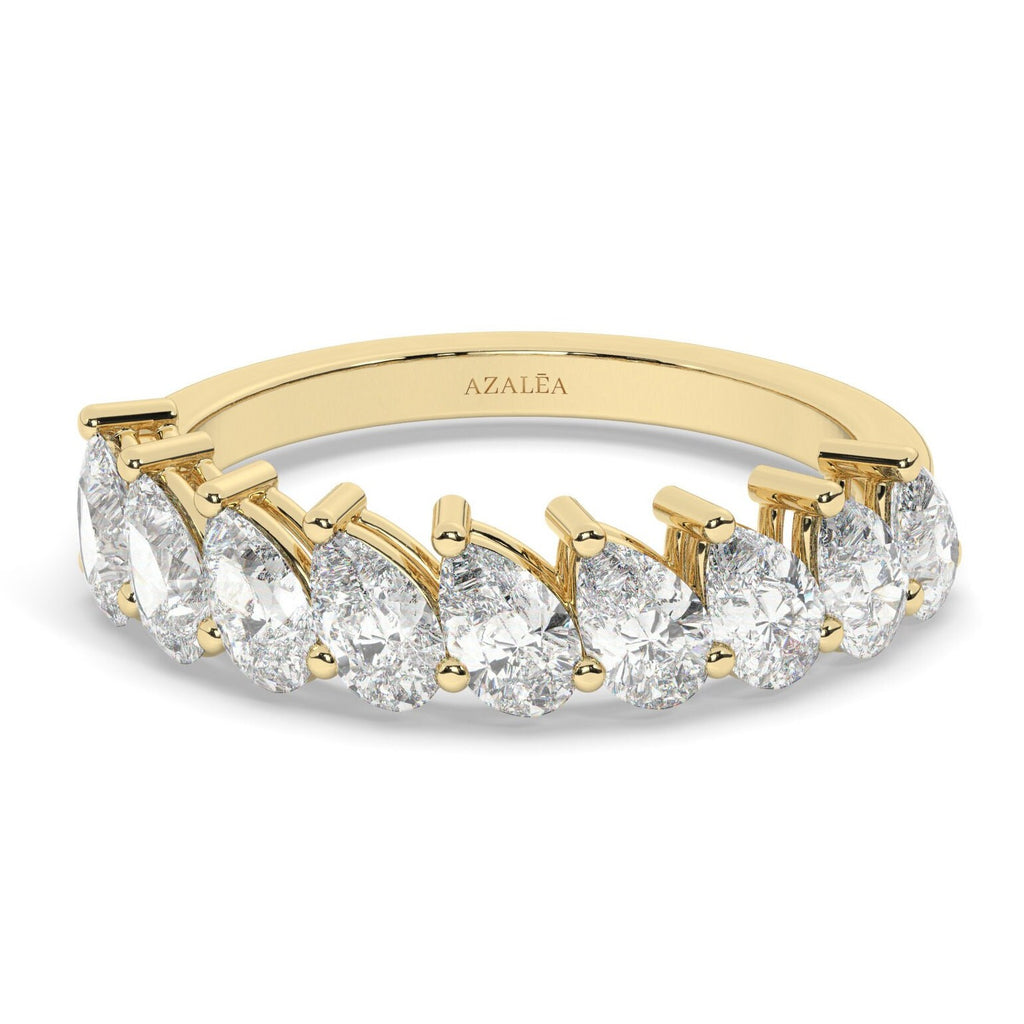 Tilted 1.8 CT Diamond Wedding Band 1.8 CT Pear Diamond