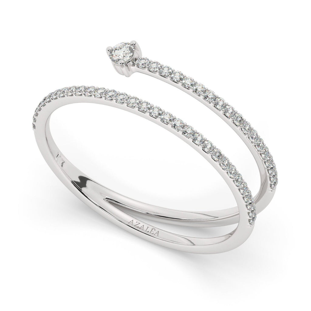 Diamond Spiral Stacking Ring / 14k Gold Spiral Diamond Ring / Anniversary Ring / Wedding Band / Stacking Ring / Bridal Gift / Birthday Gift