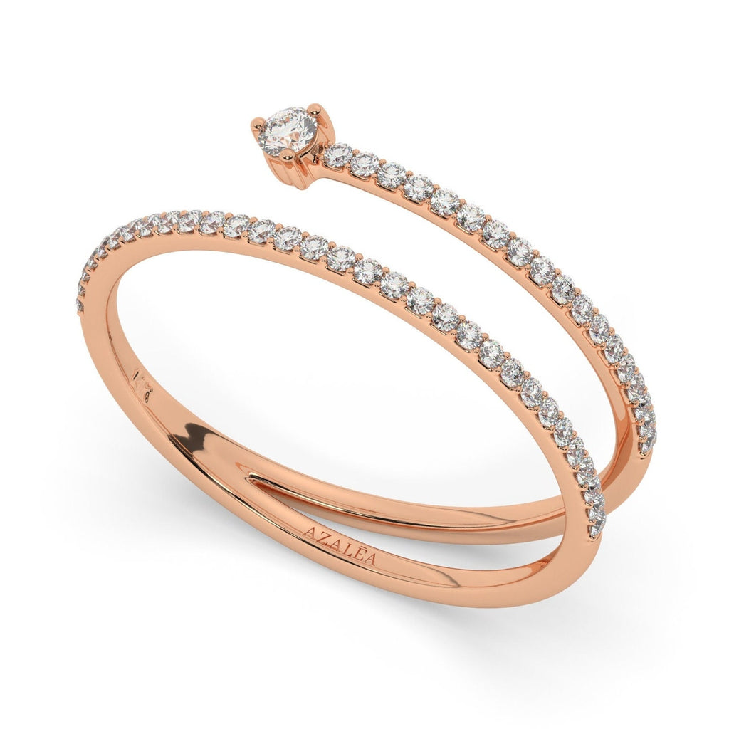 Diamond Spiral Stacking Ring / 14k Gold Spiral Diamond Ring / Anniversary Ring / Wedding Band / Stacking Ring / Bridal Gift / Birthday Gift