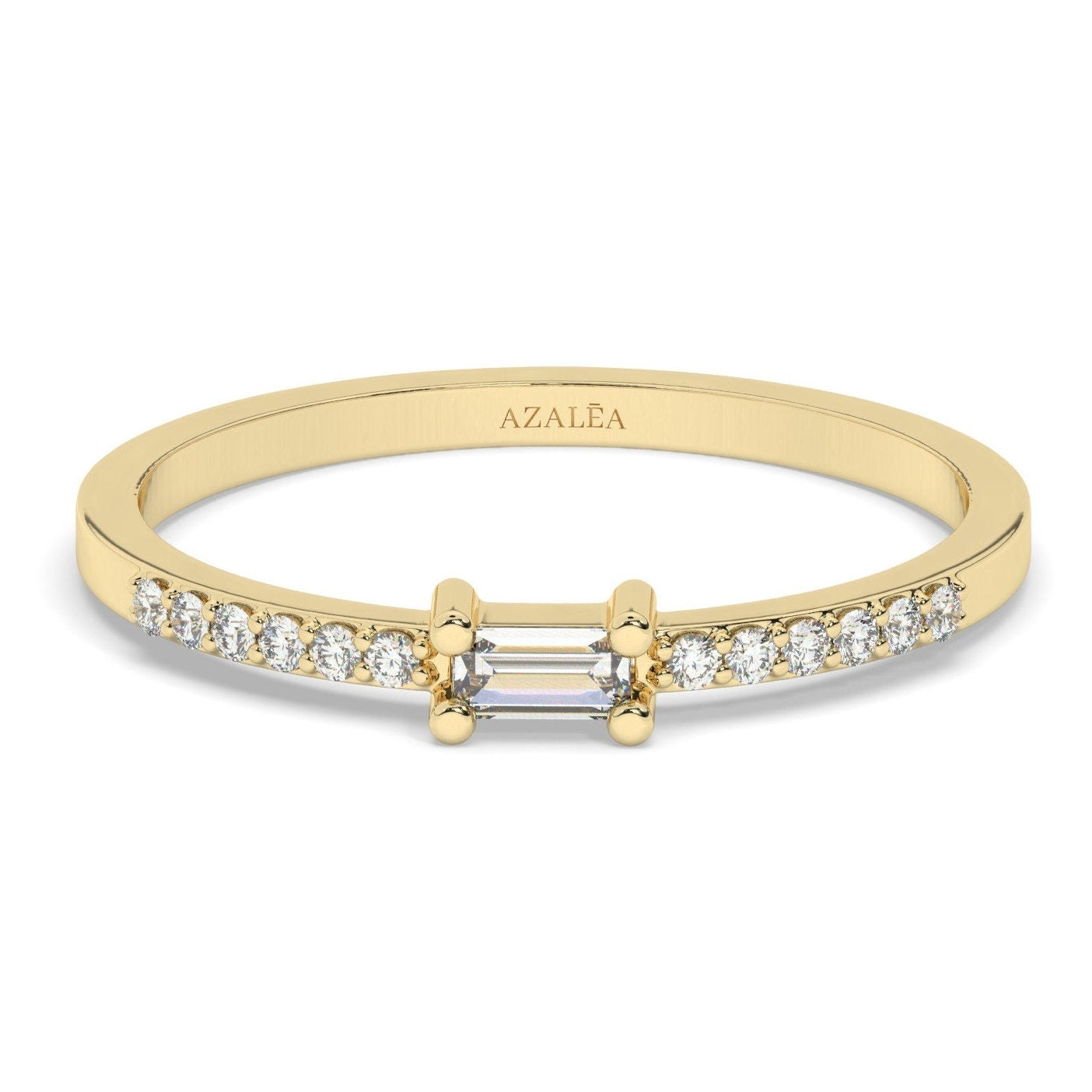 14k Gold Baguette Diamond Wedding Band / Diamond Stacking Ring / Anniversary Birthday Gift Minimalist Jewelry / Engagement Ring
