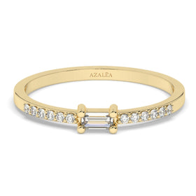14k Gold Baguette Diamond Wedding Band / Diamond Stacking Ring / Anniversary Birthday Gift Minimalist Jewelry / Engagement Ring