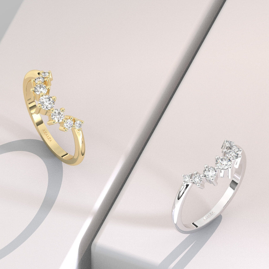 Round Diamond Curved Stacking Ring