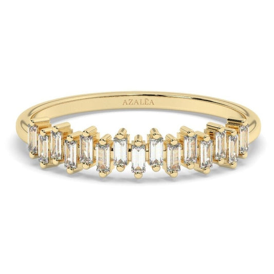 Baguette Diamond Stackable Ring / 14k Gold Wedding Engagement Band / Diamond Stacking Ring / Bridal Gift / Anniversary Gift / Birthday Gift