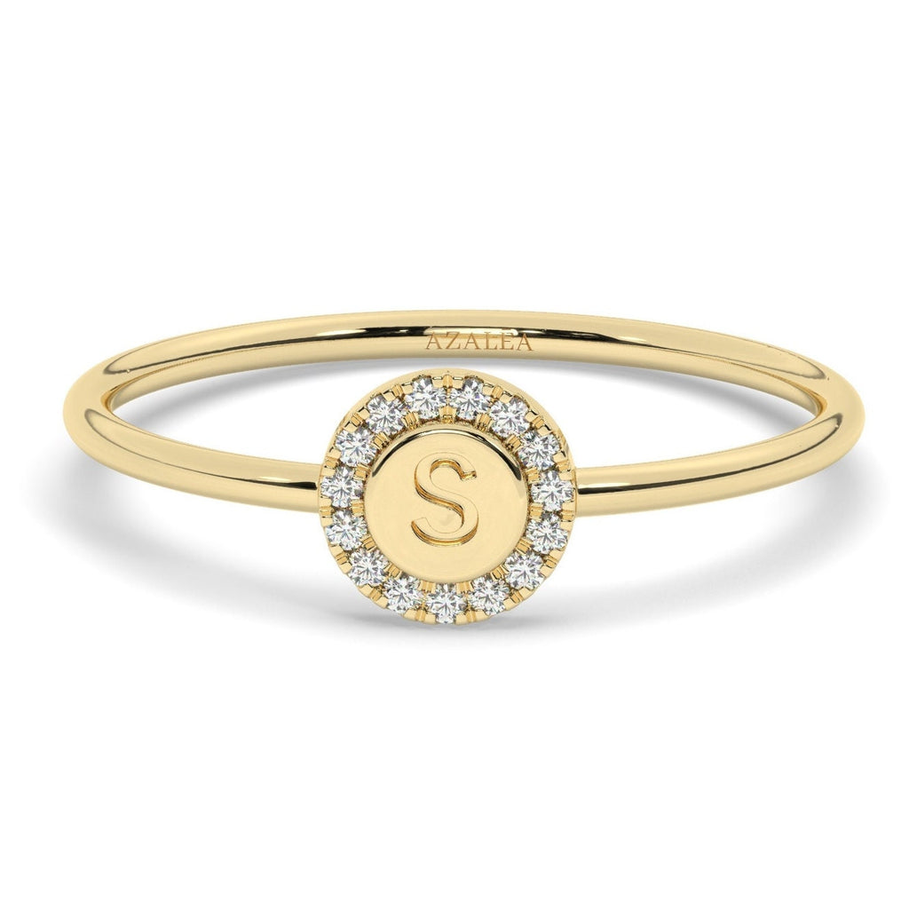 Pave Diamond Initial Ring