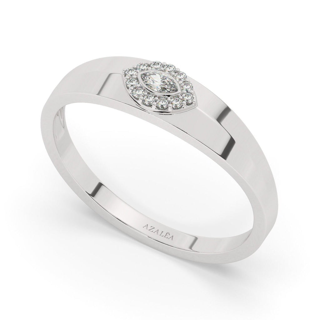 Diamond Evil Eye Wide Stacking Ring