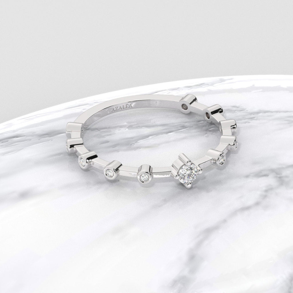 Diamond Stacking Ring / 14k Gold Round Diamond Wedding Band / Stacking Ring / Diamond Anniversary Gift / Diamond Birthday Gift