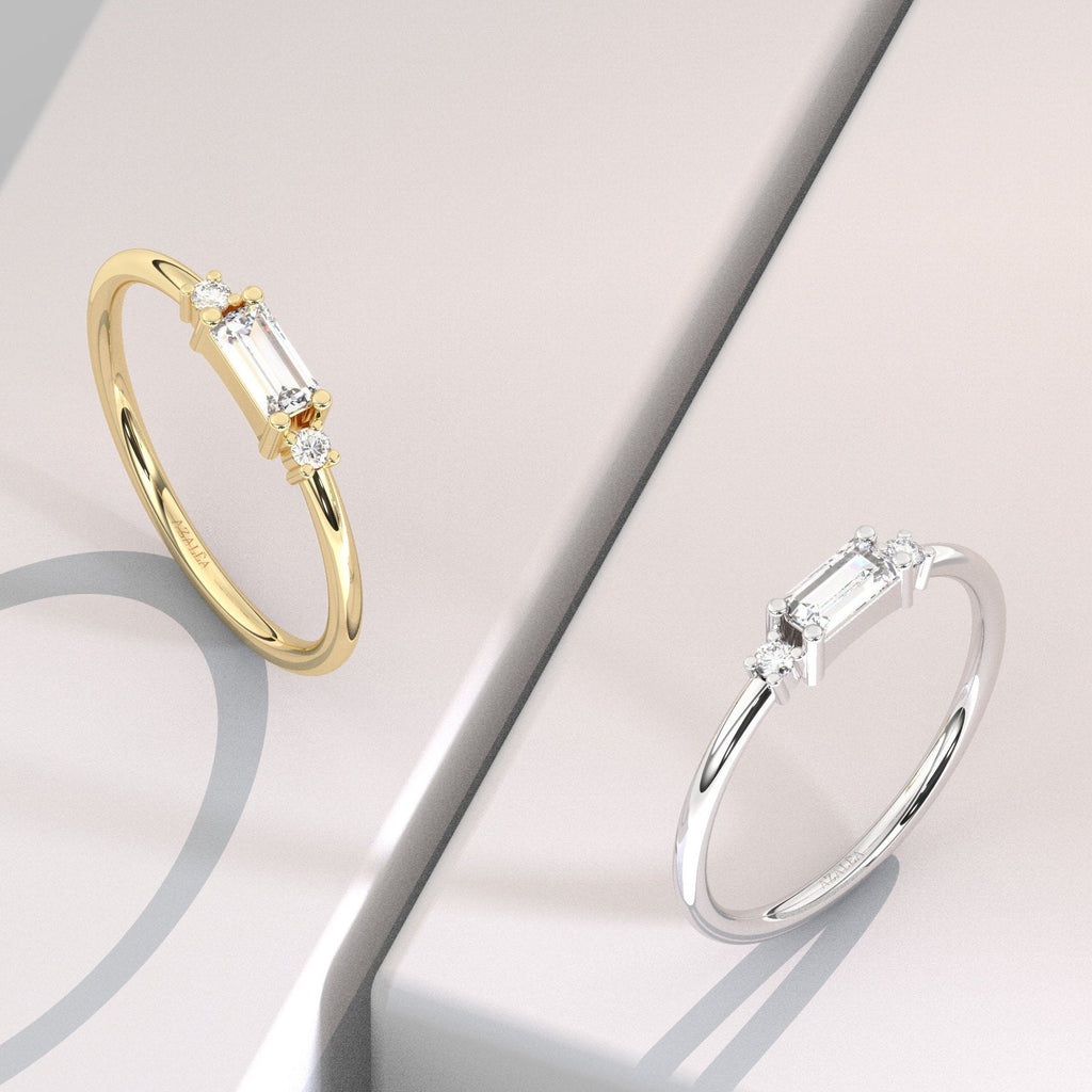 Baguette Diamond Stacking Ring / 0.35 CT 14k Gold Baguette Diamond Wedding Ring / Anniversary Gift / Engagement Ring/ Diamond Gift Idea