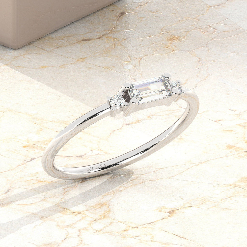 Baguette Diamond Stacking Ring / 0.35 CT 14k Gold Baguette Diamond Wedding Ring / Anniversary Gift / Engagement Ring/ Diamond Gift Idea