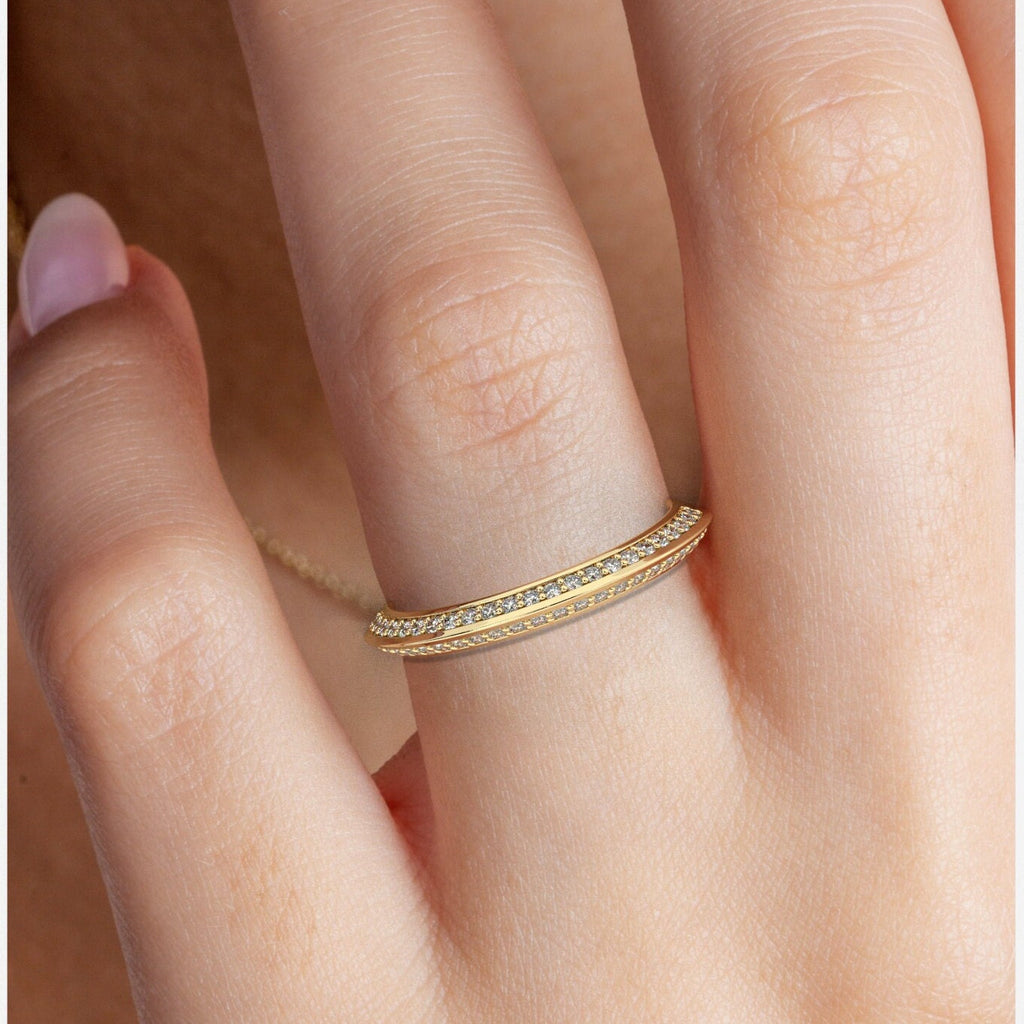 Round Diamond Wedding Band / 14k Gold Prong Set Diamond Half Eternity Wedding Ring / Engagement Ring / Diamond Stacking Ring / Wedding Ring