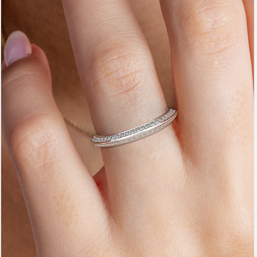 Round Diamond Wedding Band / 14k Gold Prong Set Diamond Half Eternity Wedding Ring / Engagement Ring / Diamond Stacking Ring / Wedding Ring