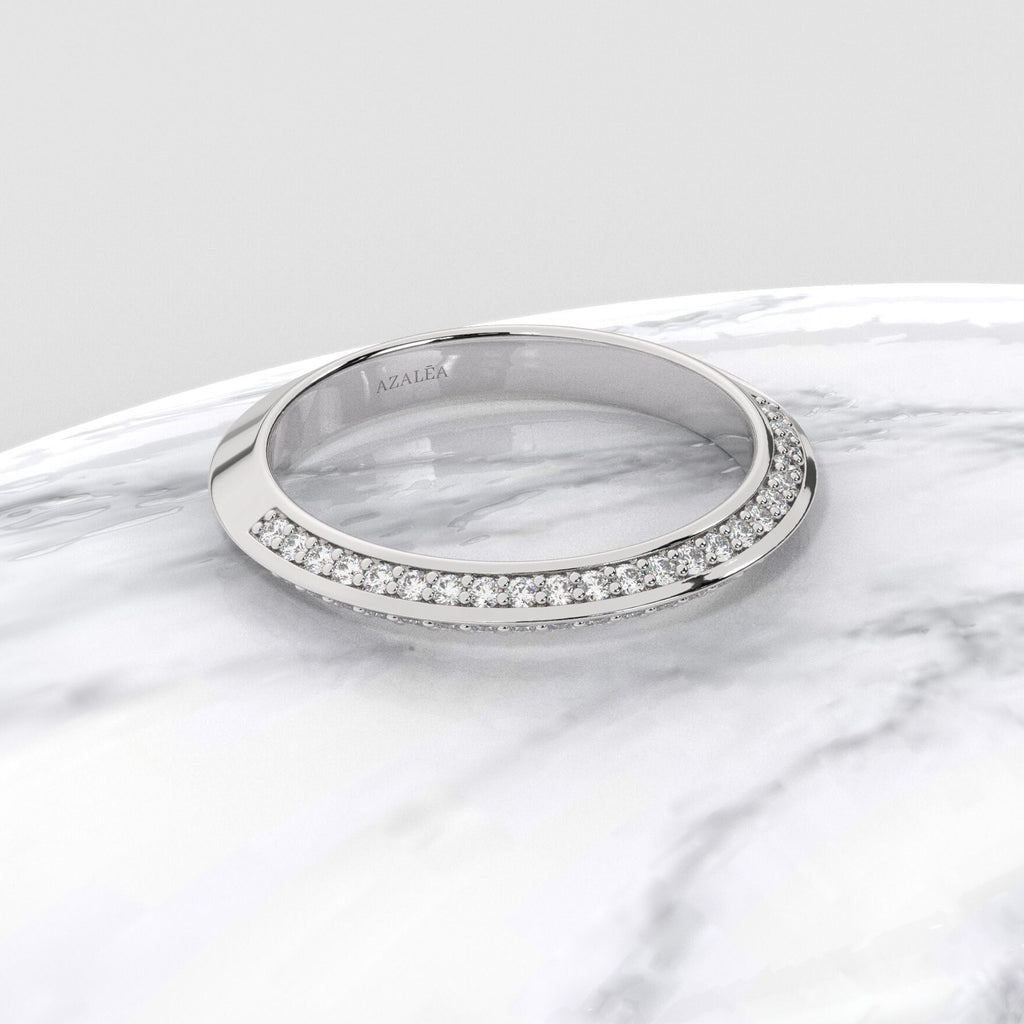 Round Diamond Wedding Band / 14k Gold Prong Set Diamond Half Eternity Wedding Ring / Engagement Ring / Diamond Stacking Ring / Wedding Ring