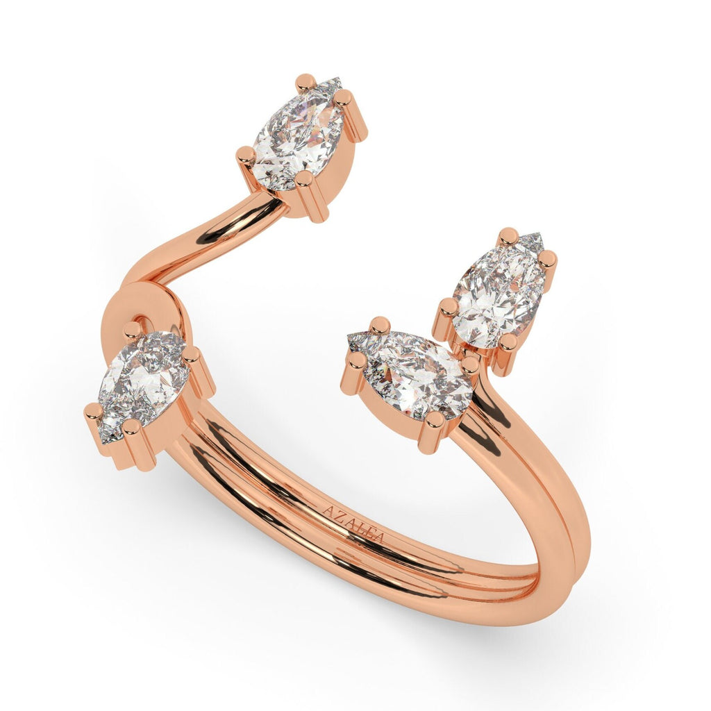Pear Diamond Cuff Ring