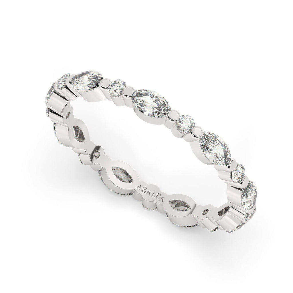 Alternating Diamond Eternity Wedding Band / 14k Marquise and Round Diamond Eternity Wedding Ring / Stacking Ring / Diamond Bridal Gift Ideas