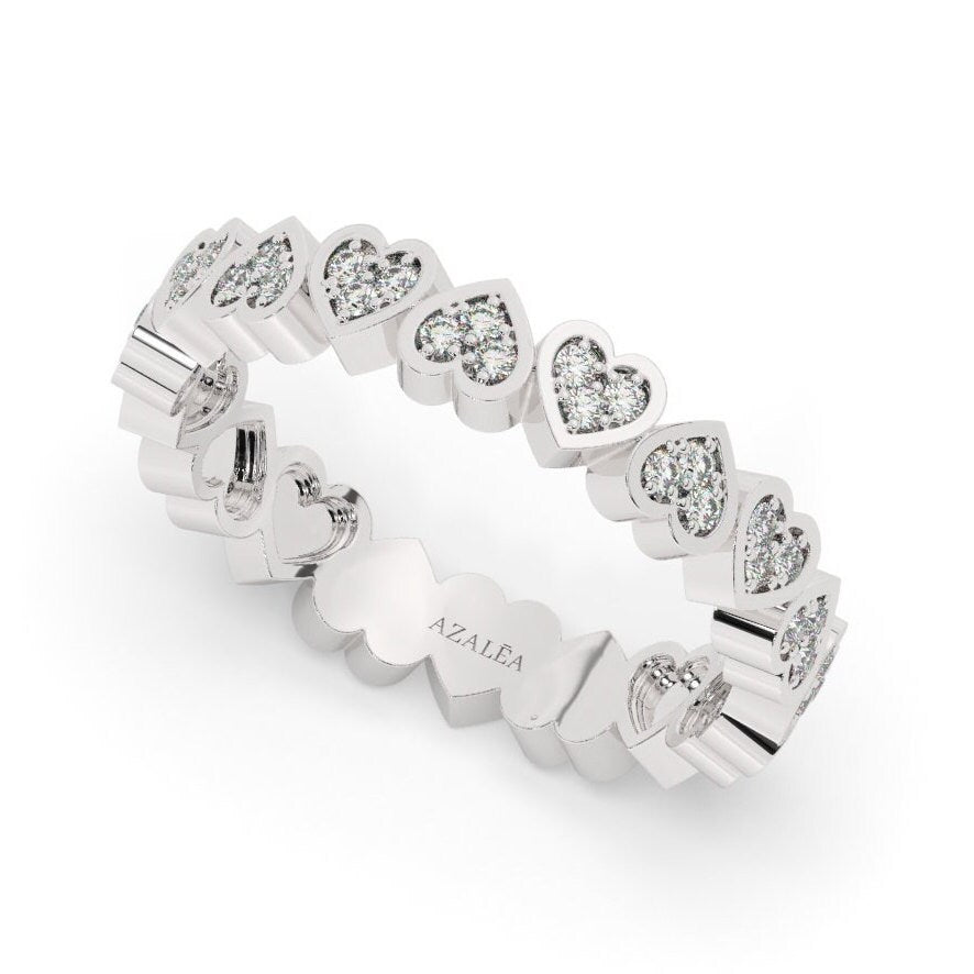 14k Gold Eternity Heart Stacking Ring