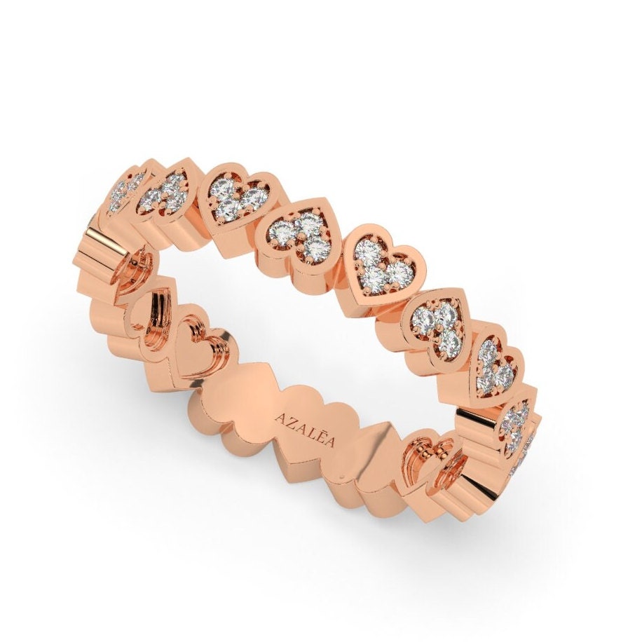 14k Gold Eternity Heart Stacking Ring