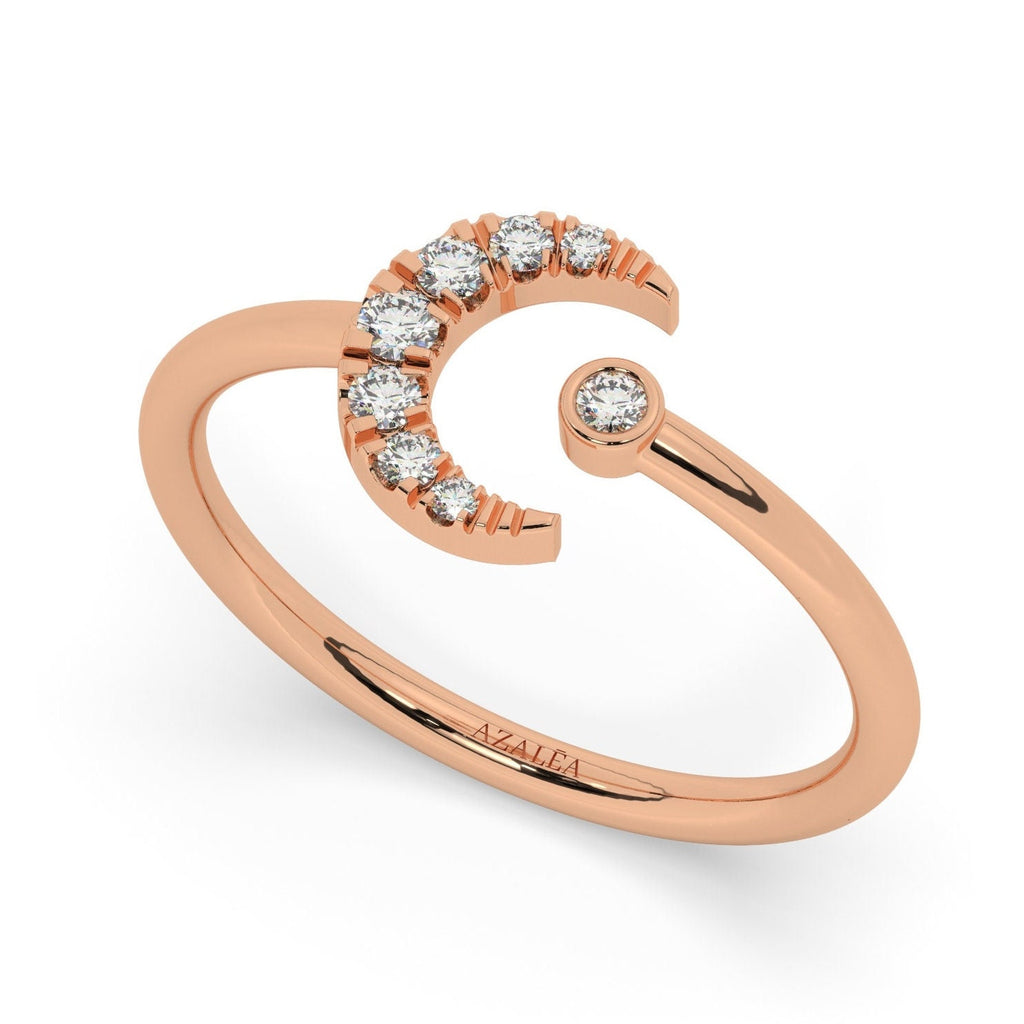 Diamond Moon Cuff Ring