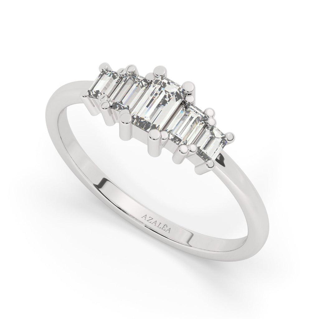 Baguette Diamond Engagement Ring / 14k Gold Baguette Diamond Wedding Band / Diamond Stacking Ring / Anniversary Gift