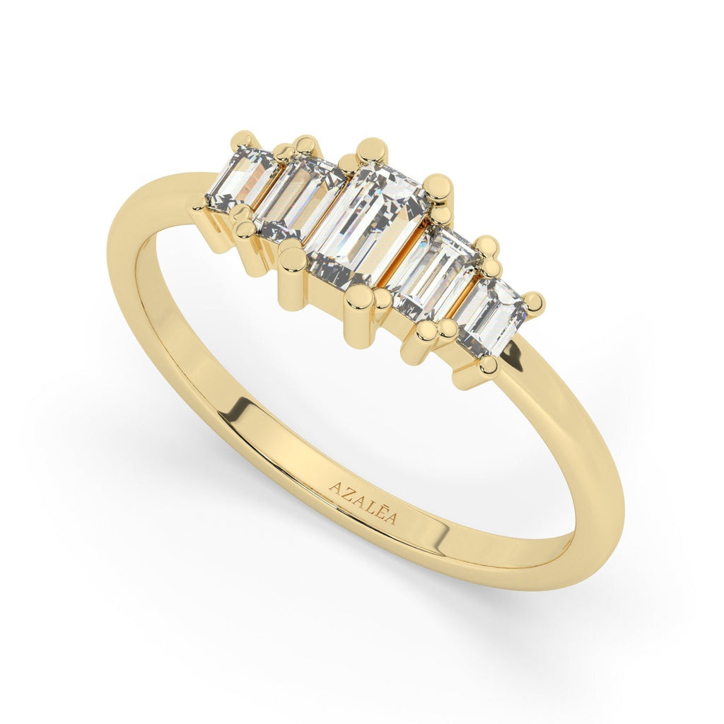 Baguette Diamond Engagement Ring / 14k Gold Baguette Diamond Wedding Band / Diamond Stacking Ring / Anniversary Gift