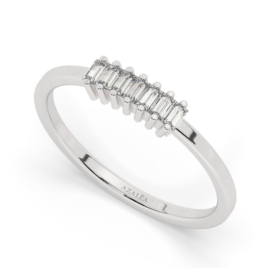 14k Gold Baguette Diamond Wedding Band/ Baguette Diamond Stacking Ring / Anniversary Bridal Gift / Minimalist Diamond Ring