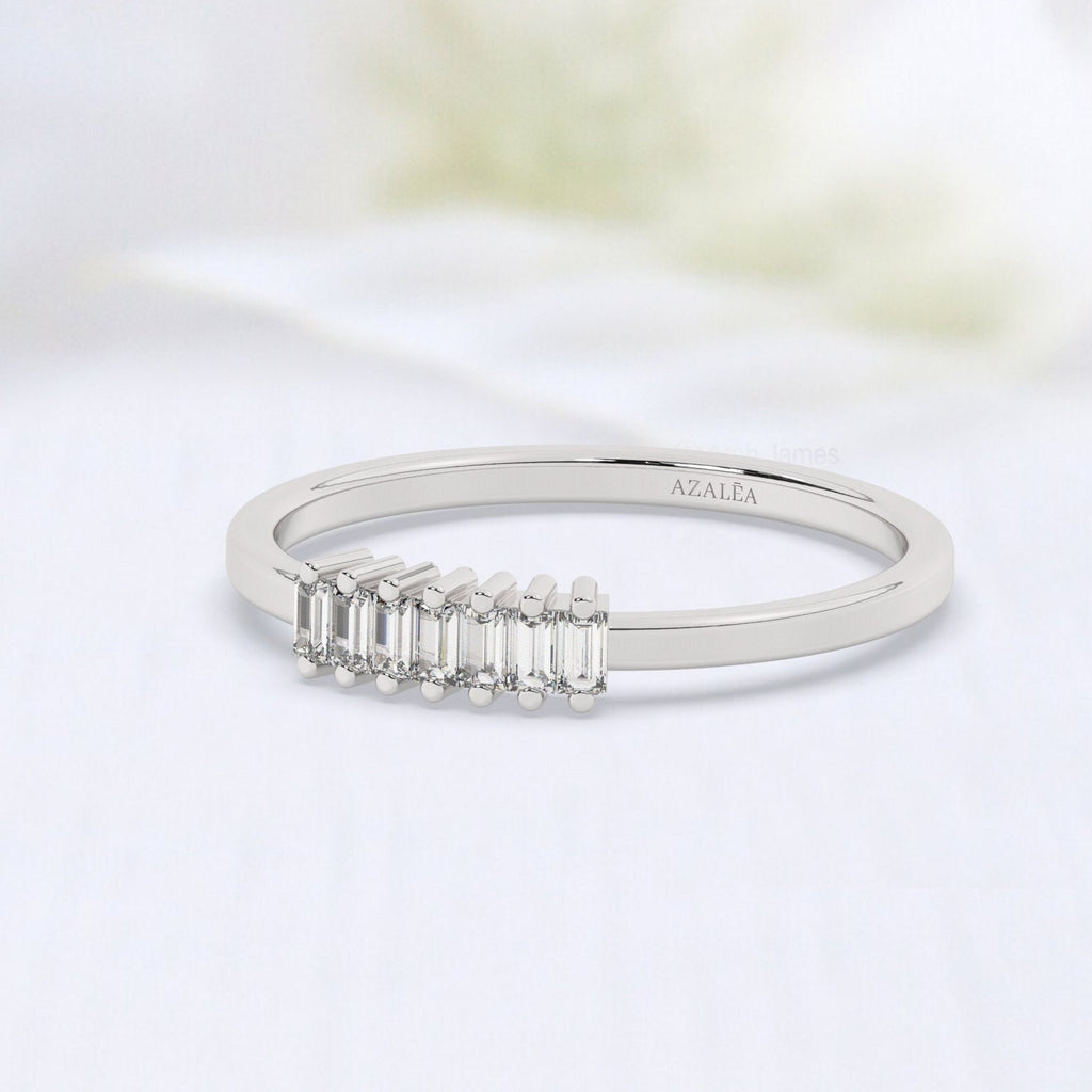 14k Gold Baguette Diamond Wedding Band/ Baguette Diamond Stacking Ring / Anniversary Bridal Gift / Minimalist Diamond Ring