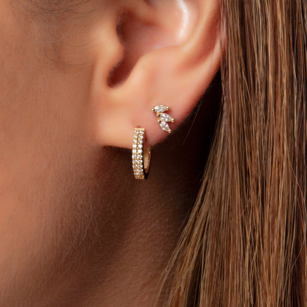 Double Row Diamond Hoop Earrings