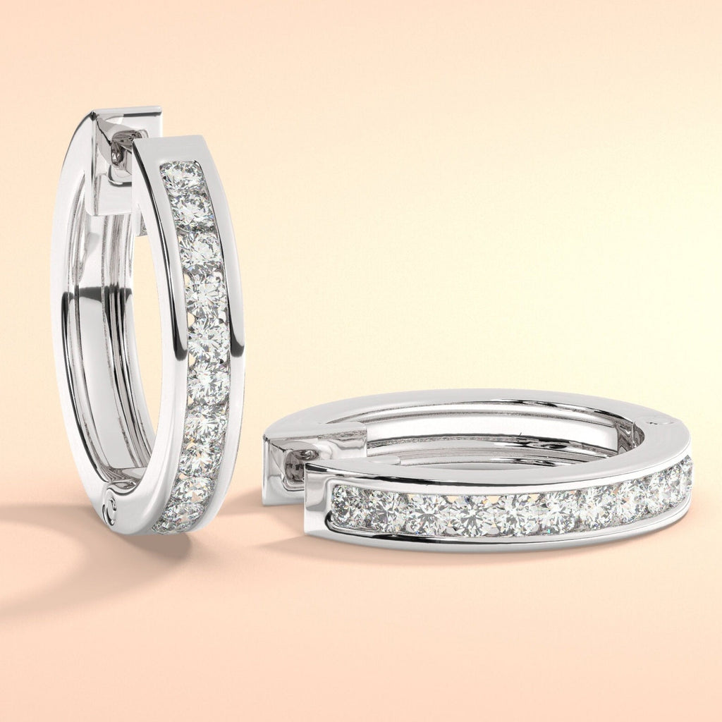 Channel Set Diamond Hoop Earrings