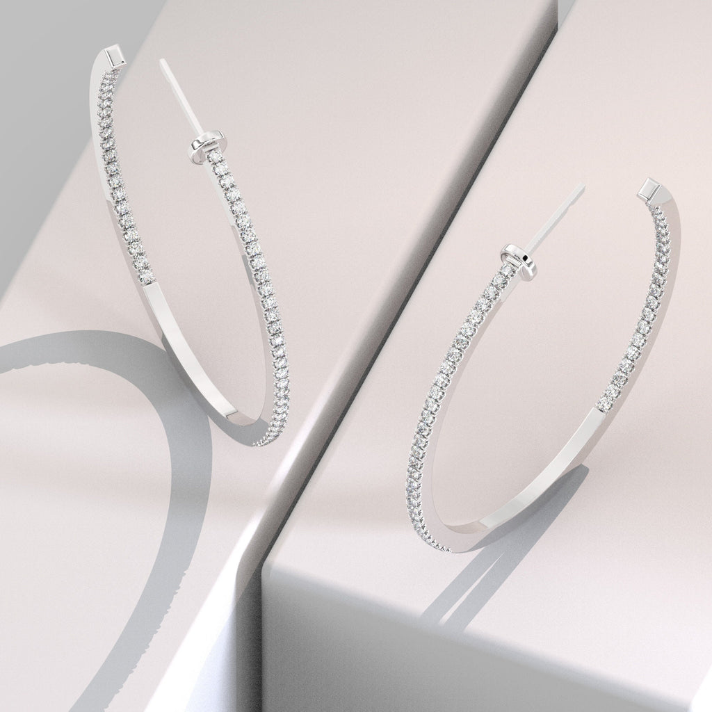 Pave Diamond Large Hoops
