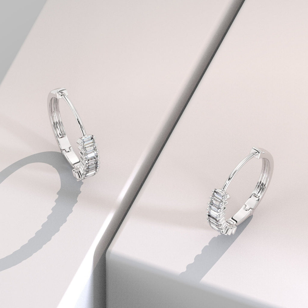 Baguette Diamond Hoop Earrings