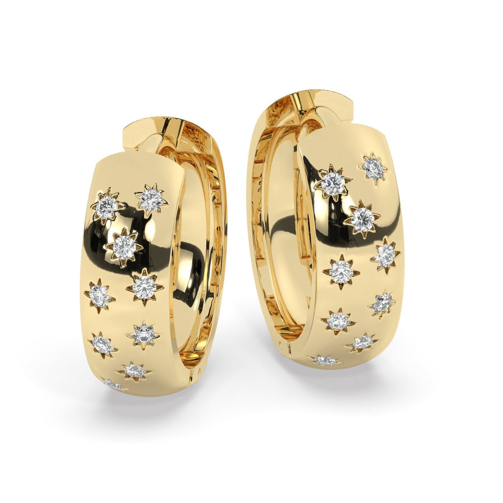 Star Diamond Huggie Hoop Earrings