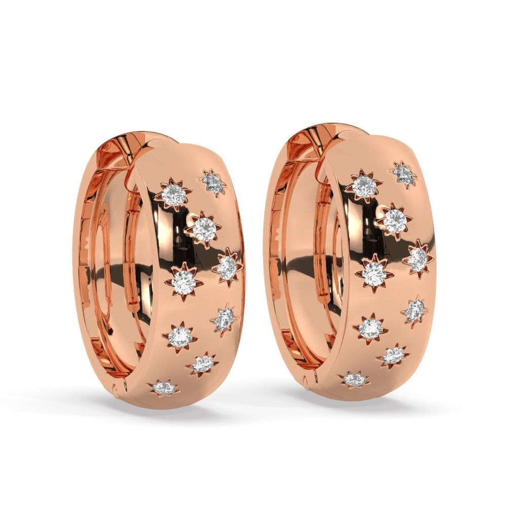 Star Diamond Huggie Hoop Earrings